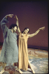 Actors Avery Schreiber and Valerie Harper in a scene from the Broadway entertainment "Ovid's Metamorphoses" (New York)