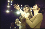 Married actors (front) Richard Schaal and Valerie Harper with cast member Mary Frann in a scene from the Broadway entertainment "Ovid's Metamorphoses" (New York)