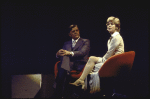 Actors Pat Hingle and Barbara Barrie in a scene from the Broadway musical "The Selling Of The President" (New York)