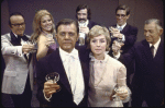 Actors (L-R) Johnny Olson, Karen Morrow, Pat Hingle, John Bentley, Barbara Barrie, John Glover and Richard Goode in a scene from the Broadway musical "The Selling Of The President" (New York)