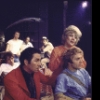 Actors (front, L-R) Alan Mixon, Helena Carroll and David Huffman with (back, L-R) William Hickey,Brad Sullivan, Gene Fanning and David Hooks in a scene from the Off-Broadway play "Small Craft Warnings" (New York)