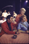 Actors (front, L-R) Alan Mixon, Helena Carroll and David Huffman with (back, L-R) William Hickey,Brad Sullivan, Gene Fanning and David Hooks in a scene from the Off-Broadway play "Small Craft Warnings" (New York)