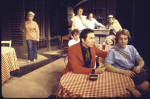 Actors (front, L-R) Alan Mixon and David Huffman with (back, L-R) Helena Carroll, William Hickey, Brad Sullivan, Gene Fanning and David Hooks in a scene from the Off-Broadway play "Small Craft Warnings" (New York)