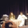 Actors ( L-R) Helena Carroll, Cherry Davis, William Hickey, Alan Mixon, David Huffman, Gene Fanning, Brad Sullivan and David Hooks in a scene from the Off-Broadway play "Small Craft Warnings" (New York)