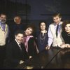 (L-R) Director Milton Katselas, actor Richard Burton, producer Zev Bufman w. actors Elizabeth Taylor, Helena Carroll, John Cullum & Kathryn Walker in a publicity shot  fr. the Broadway production of the play "Private Lives." (Boston)