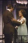Actors Elizabeth Taylor & John Cullum in a scene fr. the Broadway production of the play "Private Lives." (New York)