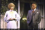 Actors Kathryn Walker & Richard Burton in a scene fr. the Broadway production of the play "Private Lives." (New York)