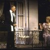 Actors Kathryn Walker & Richard Burton in a scene fr. the Broadway production of the play "Private Lives." (New York)