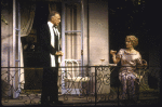 Actors Kathryn Walker & Richard Burton in a scene fr. the Broadway production of the play "Private Lives." (New York)
