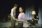 Actors (L-R) Edward Herrmann, Kate Nelligan and Ellen Parker in a scene from the New York Shakespeare Festival's production of the play "Plenty" (New York)