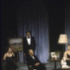 Actors (L-R) Ellen Parker, Edward Hermann (standing), George N. Martin, Kate Nelligan, Ginny Yang and Conrad Yama in a scene from the New York Shakespeare Festival's production of the play "Plenty" (New York)