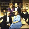 Actors (clockwise fr. top L) Kate McGregor-Stewart, David Margulies,  Charlotte Moore, Debra Mooney & John Cunningham in a company shot fr. the Playwrights Horizons' production of the play "The Perfect Party." (New York)