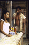 Actors Victor Love and Lorraine Toussaint in a scene from the Lincoln Center Theatre production of the play "Playboy Of The West Indies" (New York)