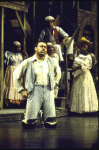 Actor Donnie Ray Albert (fr.) w. cast members in a scene fr. the Houston Grand Opera production on Broadway of the opera "Porgy And Bess." (New York)