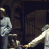 Actor Donnie Ray Albert (fr.) w. cast members in a scene fr. the Houston Grand Opera production on Broadway of the opera "Porgy And Bess." (New York)