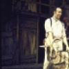 Actors Glover Parham & Donnie Ray Albert (fr.) w. cast members in a scene fr. the Houston Grand Opera production on Broadway of the opera "Porgy And Bess." (New York)