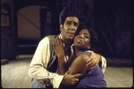 Actors Abraham Lind-Oquendo & Esther Hinds in a scene fr. the Houston Grand Opera production on Broadway of the opera "Porgy And Bess." (New York)