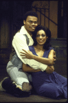 Actors Robert Mosley & Irene Oliver in a scene fr. the Houston Grand Opera production on Broadway of the opera "Porgy And Bess." (New York)