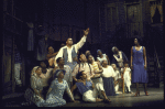 Actors (standing) Donnie Ray Albert & Clamma Dale w. cast members in a scene fr. the Houston Grand Opera production on Broadway of the opera "Porgy And Bess." (New York)