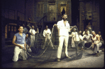 Actor Curtis Dickson (C) w. cast members in a scene fr. the Houston Grand Opera production on Broadway of the opera "Porgy And Bess." (New York)