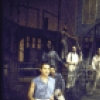 Actor Curtis Dickson (C) w. cast members in a scene fr. the Houston Grand Opera production on Broadway of the opera "Porgy And Bess." (New York)