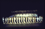 Cast in a scene fr. the Los Angeles production of the musical "A Chorus Line." (New York)