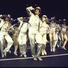 Cast in a scene fr. the Los Angeles production of the musical "A Chorus Line." (New York)