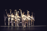 Cast in a scene fr. the Toronto/London productions of the musical "A Chorus Line." (Toronto)