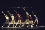 Actors (L-R) Tommy Aguilar, Jane Summerhays, Sandy Roveta, Eivind Harum, Loida Iglesias & Mitzi Hamilton in a scene fr. the Toronto/London productions of the musical "A Chorus Line." (Toronto)