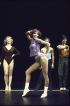 Actress Mitzi Hamilton (fr.) w (back, L-R) Christine Barker, Timothy Scott & Tommy Aguilar in a scene fr. the Toronto/London productions of the musical "A Chorus Line." (Toronto)