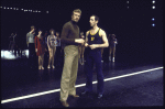 Actors (fr., L-R) Eivind Harum & T. Michael Reed w. cast members  in a scene fr. the Toronto/London productions of the musical "A Chorus Line." (Toronto)