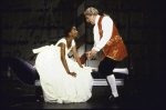 Actors Erika Alexander and John Seitz in a scene from the New York Shakespeare Festival's production of the play "Casanova" (New York)