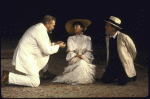 Actors (L-R) Brian Dennehy, Natasha Parry and Erland Josephson in a scene from the Brooklyn Academy of Music's production of the play "The Cherry Orchard" (Brooklyn)