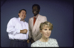 Actors (L-R) Stephen Root, Brock Peters and Julie Harris in a publicity shot from the touring production of the play "Driving Miss Daisy" (New York)