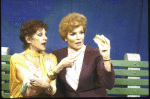 Actresses (L-R) Joan Copeland and Pippa Scott in a scene from the Playwrights Horizons' production of the play "Isn't It Romantic" (New York)