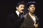 Actors (L-R) Victor Garber (as John Wilkes Booth) & Terrence Mann (as Leon Czolgosz) in a scene fr. the Playwrights Horizons' production of the musical "Assassins." (New York)