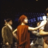 Actors (L-4L) Terrence Mann, Annie Golden, Greg Germann & William Parry w. cast members in a scene fr. the Playwrights Horizons' production of the musical "Assassins." (New York)