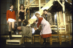 Actors (L-R) Amy Wright,  Deborah Rush, Brian Murray (lying), Dorothy Loudon & Jim Piddock in a scene fr. the Broadway production of the play "Noises Off." (New York)