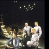 Director Des McAnuff and actor John Vickery (front, L-R) with (standing) actors Bob Gunton, Brent Barrett and Jeffrey Jones with (back, L-R) Mark Linn-Baker and Robert Joy in a company shot from the New York Shakespeare Festival's production of the play "The Death of Ba ron Von Richtofen As Witnessed From Earth" (New York)