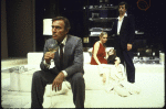 Actors (L-R) Christopher Plummer, Barbara Eda-Young, Jake Walden, Carrie Horner and James Naughton in a scene from the New York Shakespeare Festival's production of the play "Drinks Before Dinner" (New York)