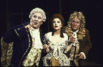 Actors (L-R) Gordon Chater, Tovah Feldshuh and E G Marshall in a scene from Roundabout Theatre's production of the play "She Stoops To Conquer" (New York)