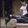 Actors (L-R) Evan Miranda and John Procaccino in a scene from the New York Shakespeare Festival's production of the play "Coming Of Age In Soho" (New York)