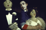 Actor Jonathan Pryce (with dummies) in a scene from the Broadway production of the play "Comedians" (New York)