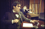 Actors (L-R) Rex Robbins and Robert Gerringer in a scene from the Broadway production of the play "Comedians" (New York)