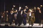 Actress Debbie Shapiro (C) with cast (incl. actor-turned-director Rob Marshall, 4L) in a scene from the Broadway revival of the musical "Zorba." (New York)