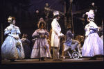Actors Leslie Denniston (L), Brian Matthews (2R) and Mary Elizabeth Mastrantonio (R) in a scene from the Broadway musical "Copperfield." (New York)