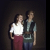 First family member Amy Carter (L) w. actress Sandy Duncan backstage after a performance of the Broadway revival of the musical "Peter Pan." (New York)