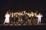 Actors Alex Winter (L), Sandy Duncan (C) & Jonathan Ward (R) w. cast in a scene fr. the Broadway revival of the musical "Peter Pan." (New York)