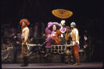 Actor George Rose (C) w. cast in a scene fr. the Broadway revival of the musical "Peter Pan." (New York)