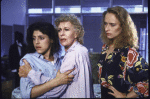 Actresses (L-R) Kelly Wolf, Uta Hagen and Laila Robins in a rehearsal shot from the play "The Silver Fox." (New York)